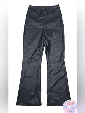 Boohoo Black Faux Leather Pants with Branded Tag